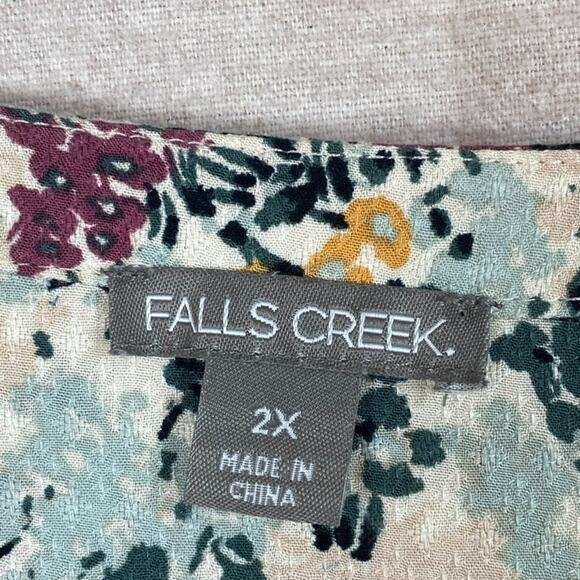 Falls Creek Womens Popover Top Size 2X Textured 3/4 Sleeve Vneck Office Career - Picture 3 of 9